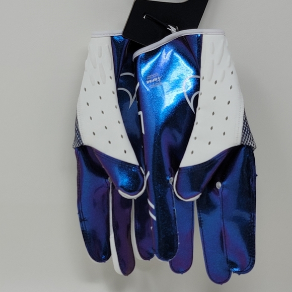 NIKE Vapor Jet 7.0 Receiver Football Gloves White Silver Blue Unisex Size L New - Picture 2 of 7
